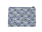 MCM Aren Flat Pouch Denim Crossbody Bag