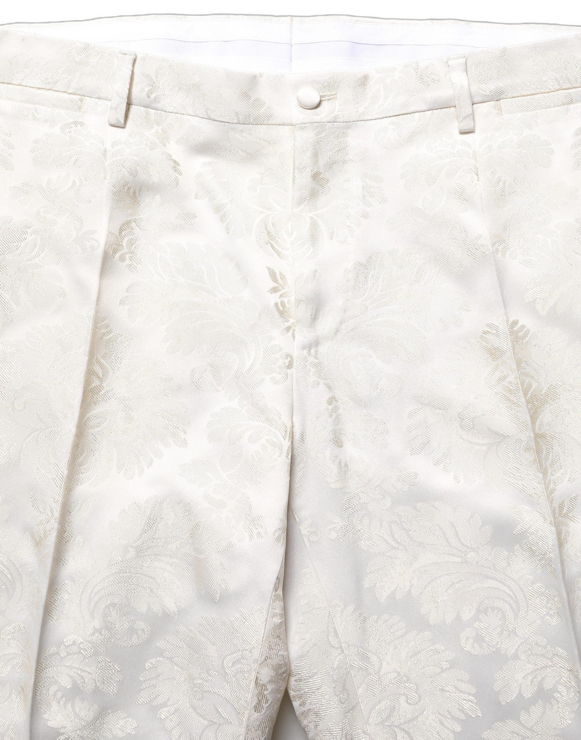 Dolce & Gabbana White Floral Men Dress Formal Trouser Pants