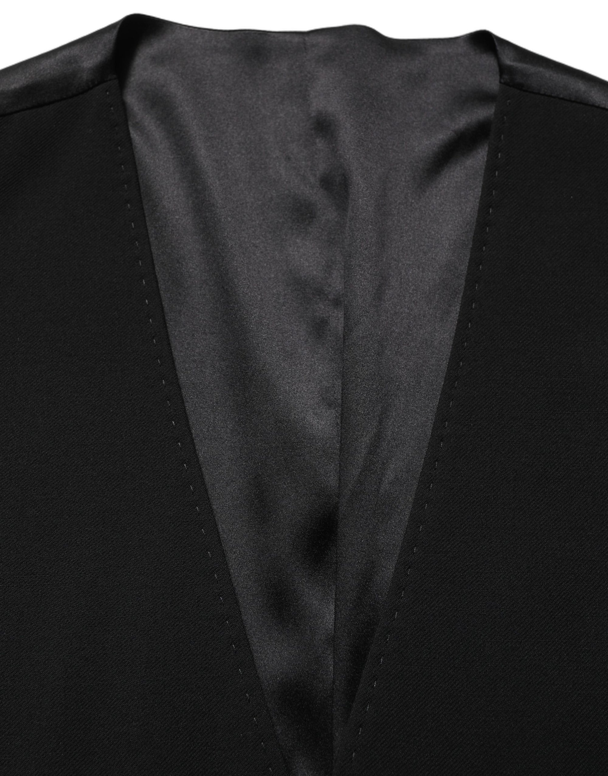 Dolce & Gabbana Black Wool Single Breasted Waistcoat Vest