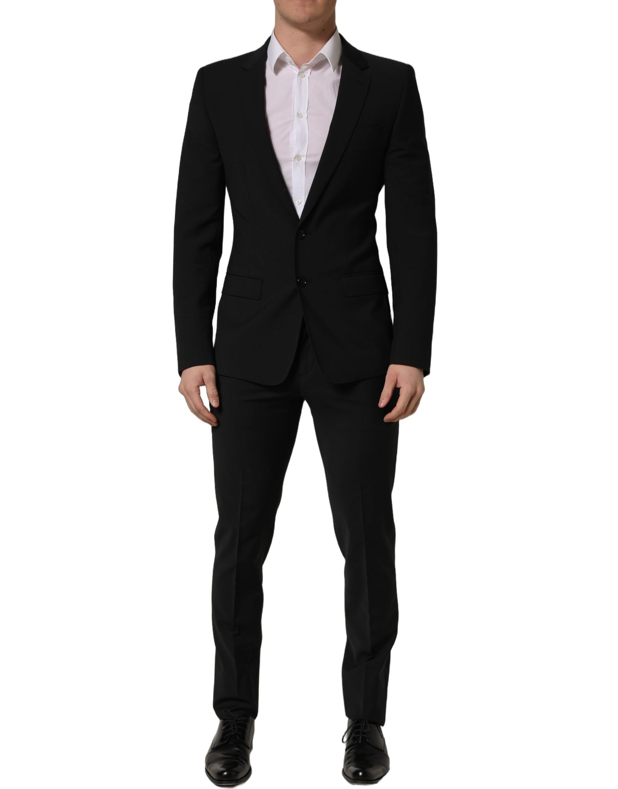 Dolce & Gabbana Black Wool Slim Fit Formal 2 Piece Men Suit