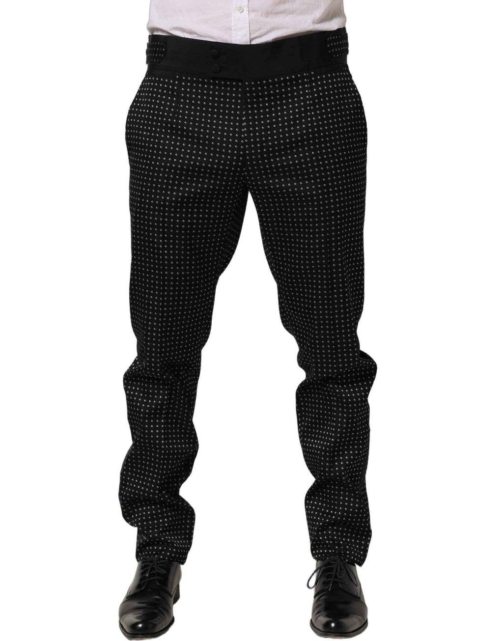 Dolce & Gabbana Black Polka Dot Cotton Dress Trouser Pants