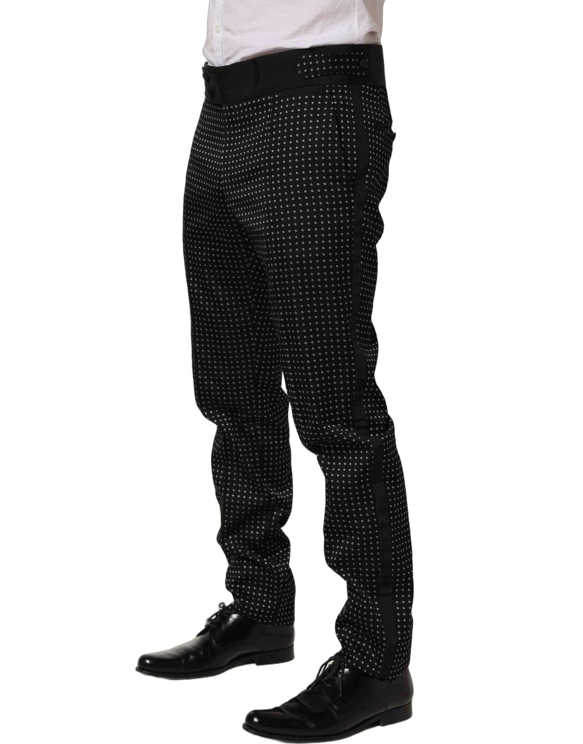 Dolce & Gabbana Black Polka Dot Cotton Dress Trouser Pants