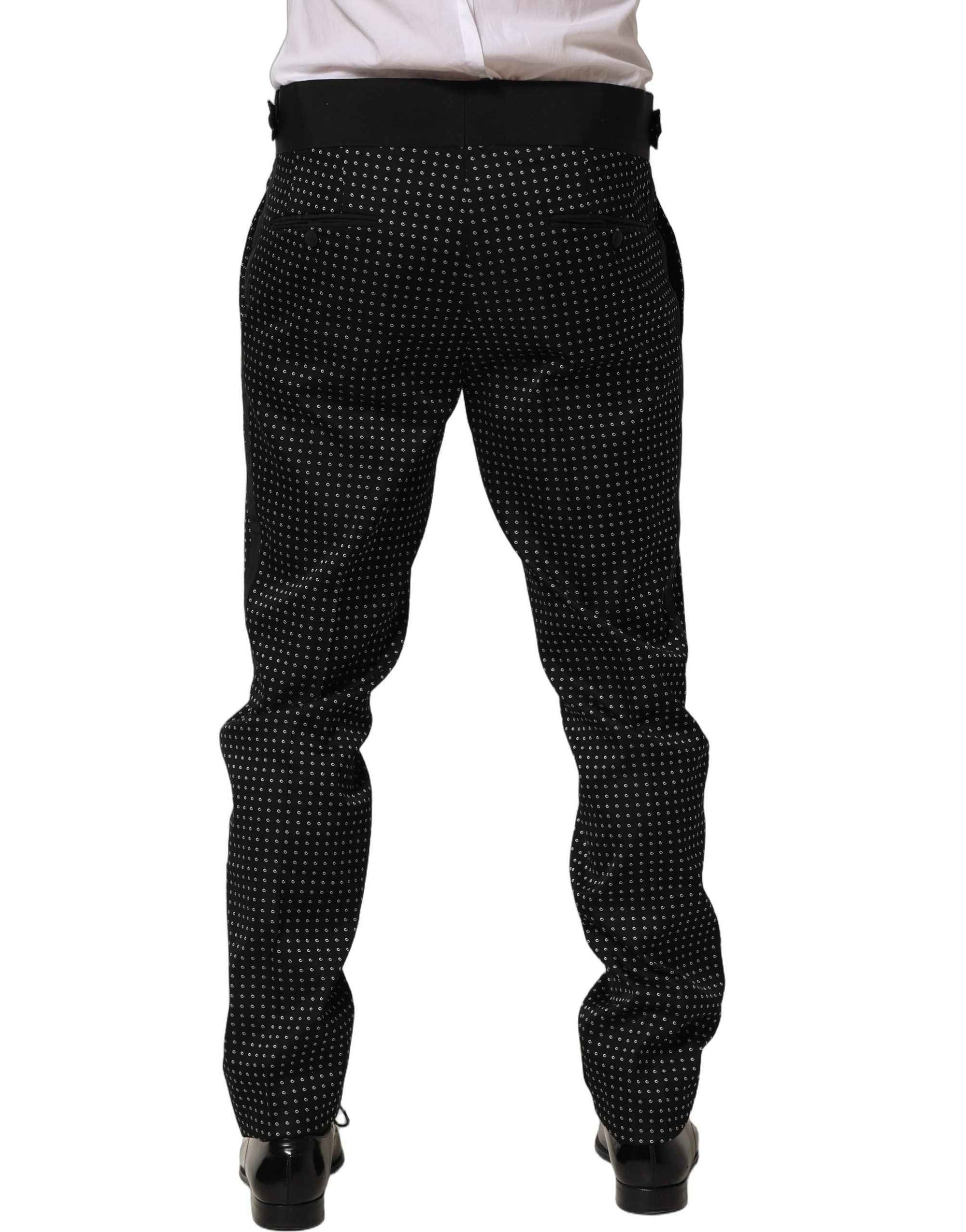 Dolce & Gabbana Black Polka Dot Cotton Dress Trouser Pants