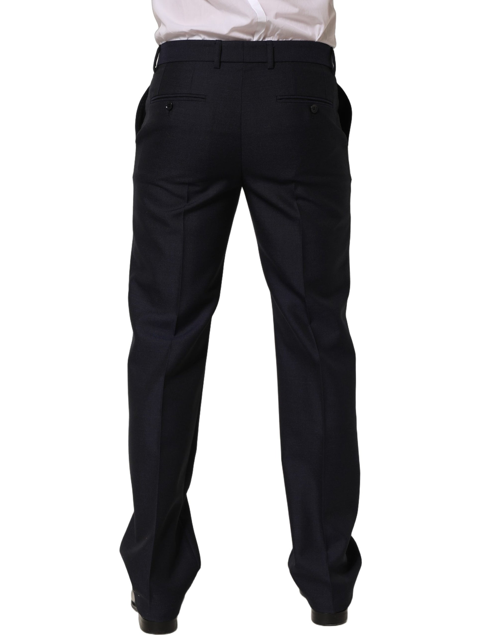 Dolce & Gabbana Black Wool Tapered Leg Dress Trouser Pants