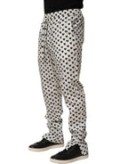 Dolce & Gabbana White Graphic Heart Print Men Trousers Pants