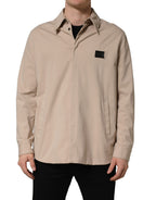 Dolce & Gabbana Beige Logo Overshirt Cotton Men Casual Shirt