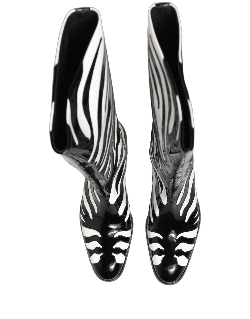 Dolce & Gabbana Black White Zebra Knee High Men Boots Shoes
