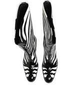 Dolce & Gabbana Black White Zebra Knee High Men Boots Shoes