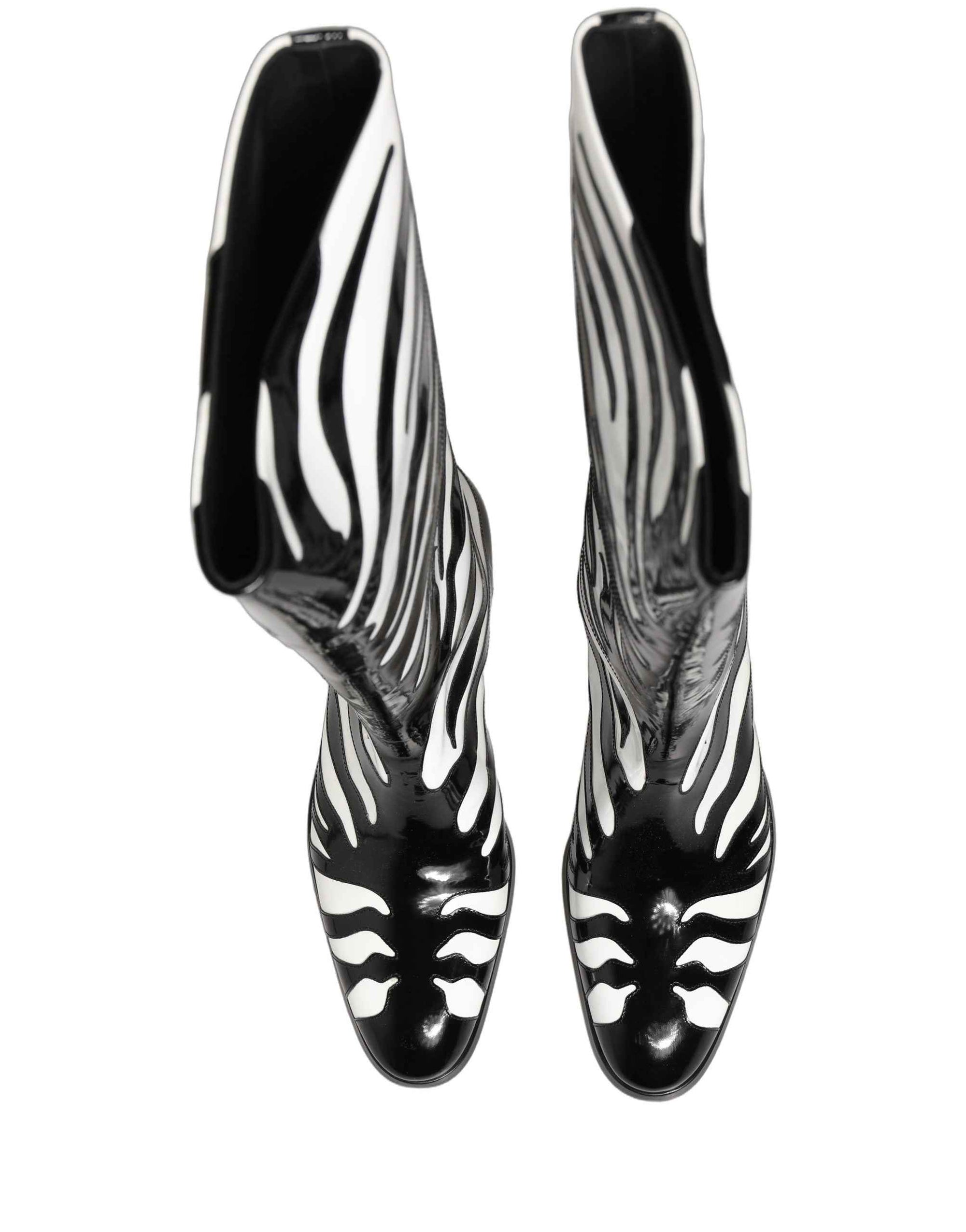 Dolce & Gabbana Black White Zebra Knee High Men Boots Shoes