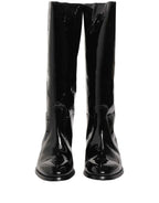 Dolce & Gabbana Black Leather Knee High Heels Boots Shoes