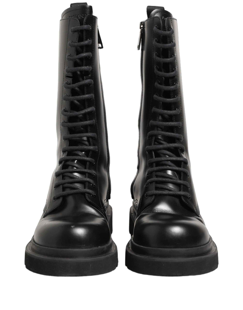 Dolce & Gabbana Black Leather Lace Up Men Combat Boots Shoes