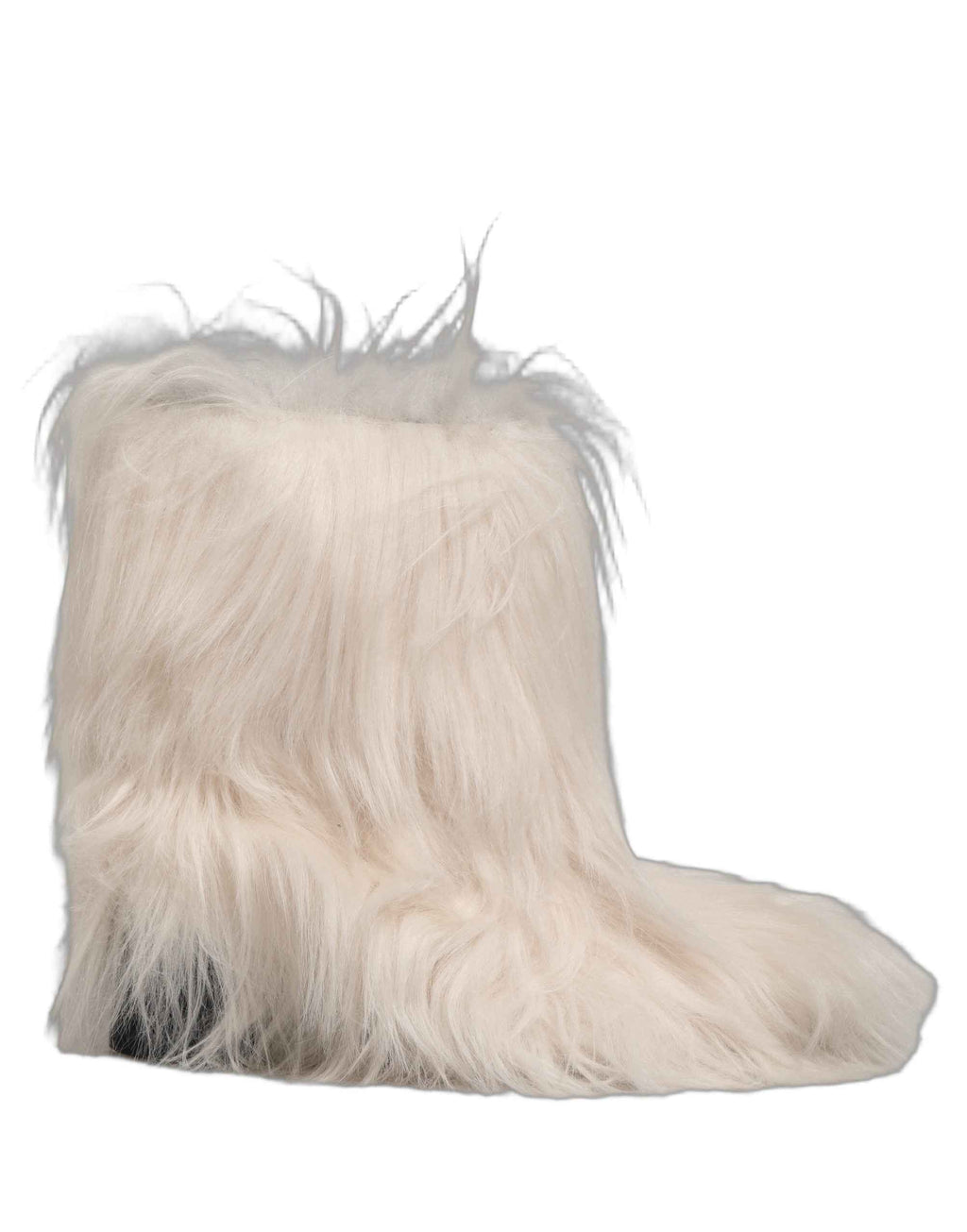 Dolce & Gabbana White Faux Fur Mid Calf Men Boots Shoes