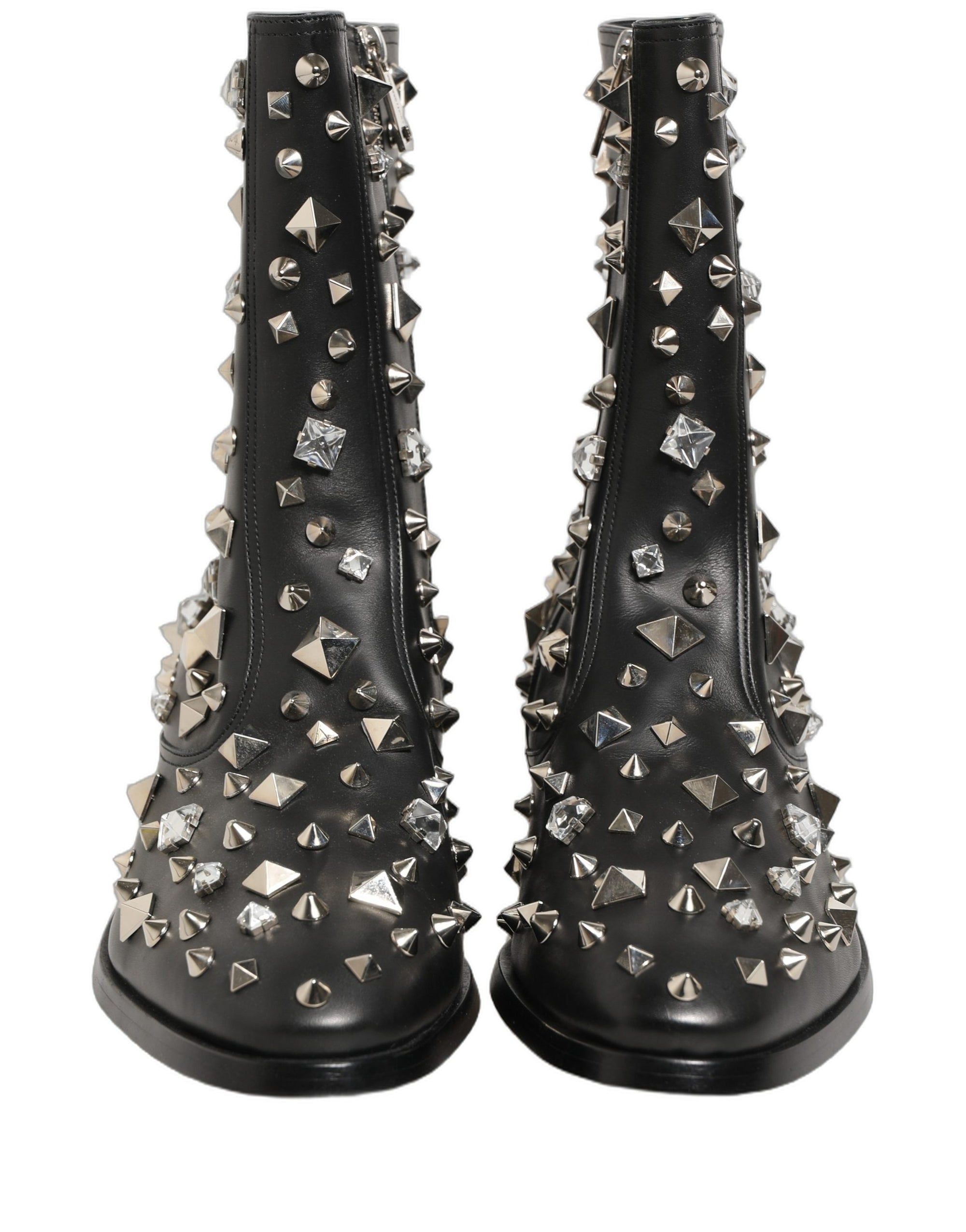 Dolce & Gabbana Black Crystal Embellished Short Boots Shoes