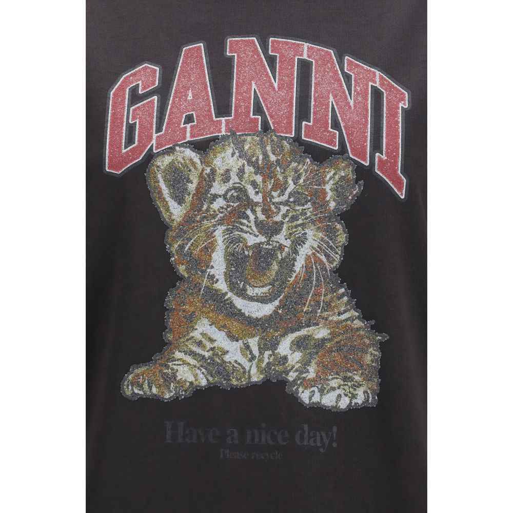 Ganni Black Cotton Sweatshirt