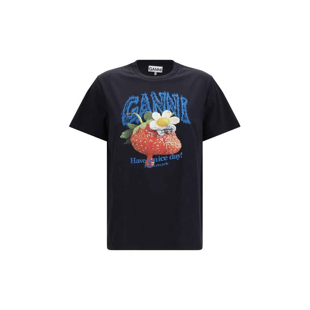 Ganni Black Cotton T-Shirt