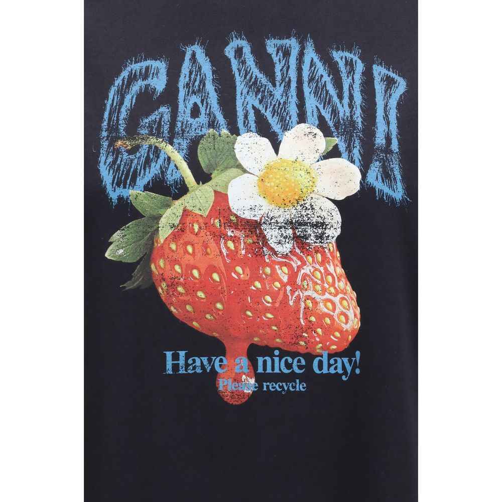 Ganni Black Cotton T-Shirt
