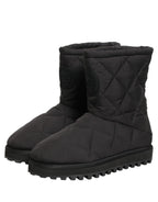 Dolce & Gabbana Black Quilted Effect Mid Calf Boots Shoes