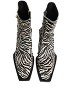 Dolce & Gabbana Black White Zebra Embellished Boots Shoes