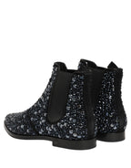 Dolce & Gabbana Black Embellished Chelsea Ankle Boots Shoes