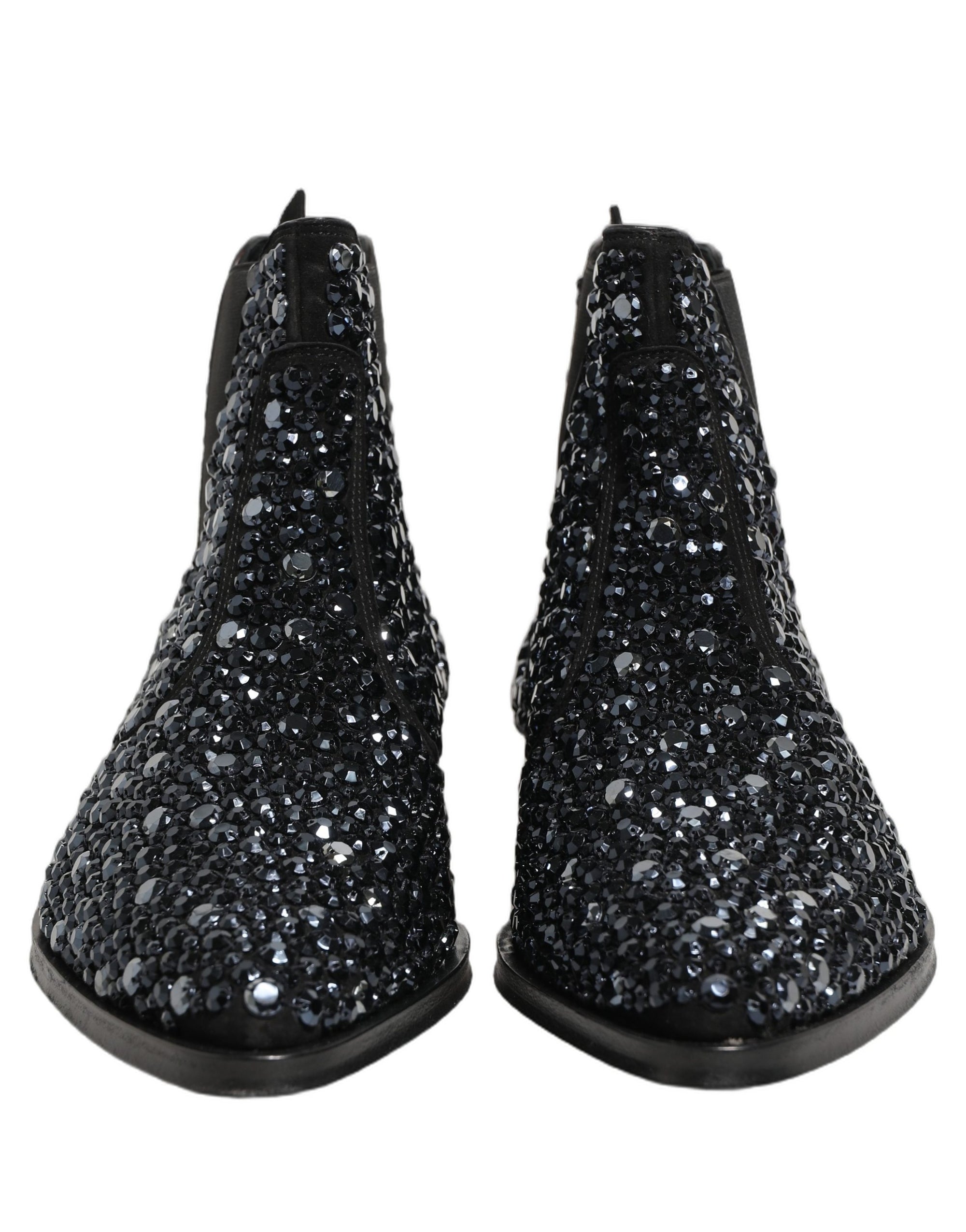 Dolce & Gabbana Black Embellished Chelsea Ankle Boots Shoes