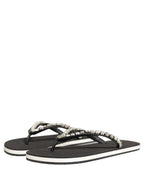 Dolce & Gabbana Black Embellished Rubber Flip Flops Men Shoes
