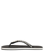 Dolce & Gabbana Black Embellished Rubber Flip Flops Men Shoes