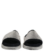Dolce & Gabbana Black Crystal Embellished Platform Men Slides Shoes