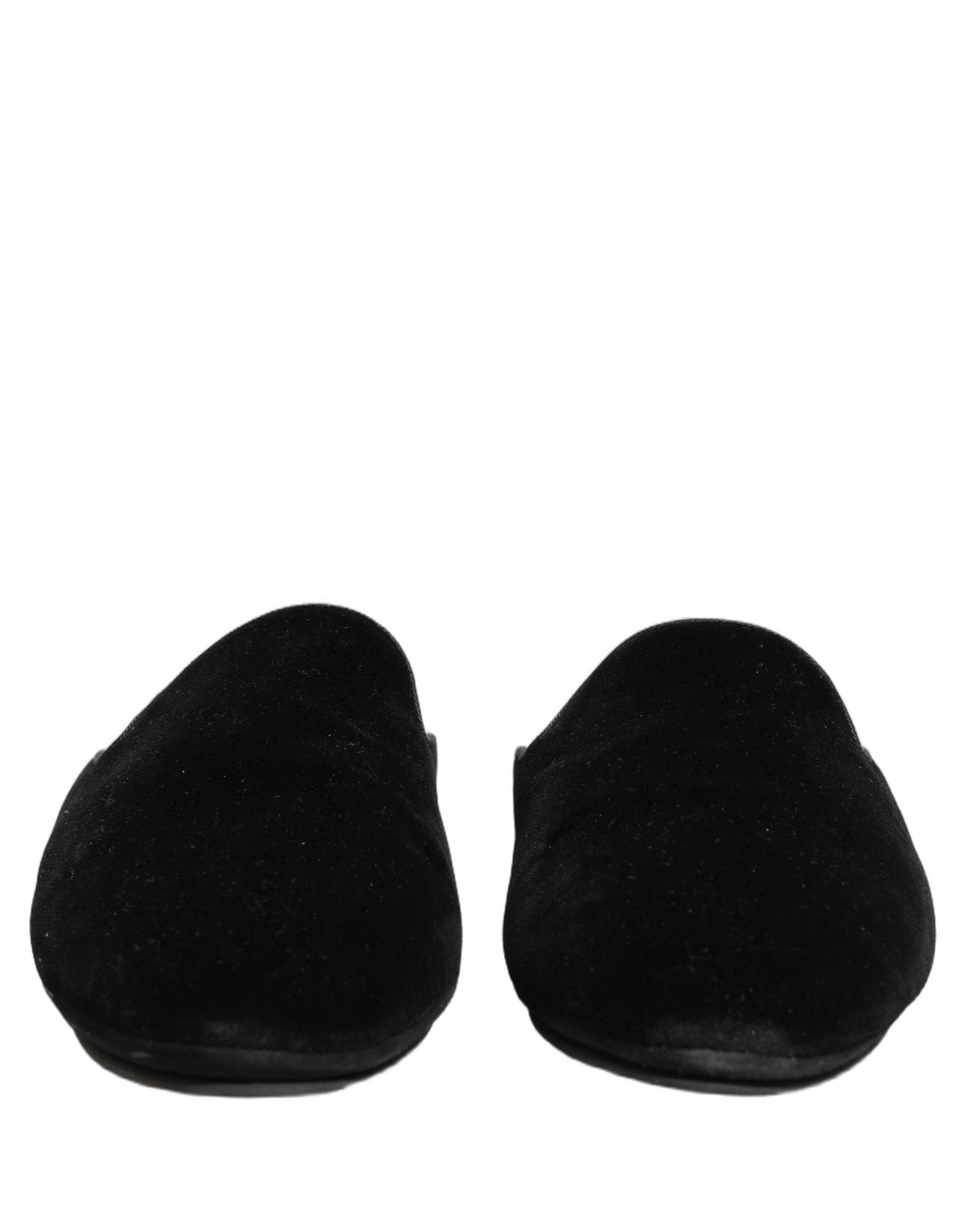 Dolce & Gabbana Black Suede Slides Flat Slipper Men Shoes