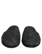 Dolce & Gabbana Black Floral Brocade Slides Slippers Shoes