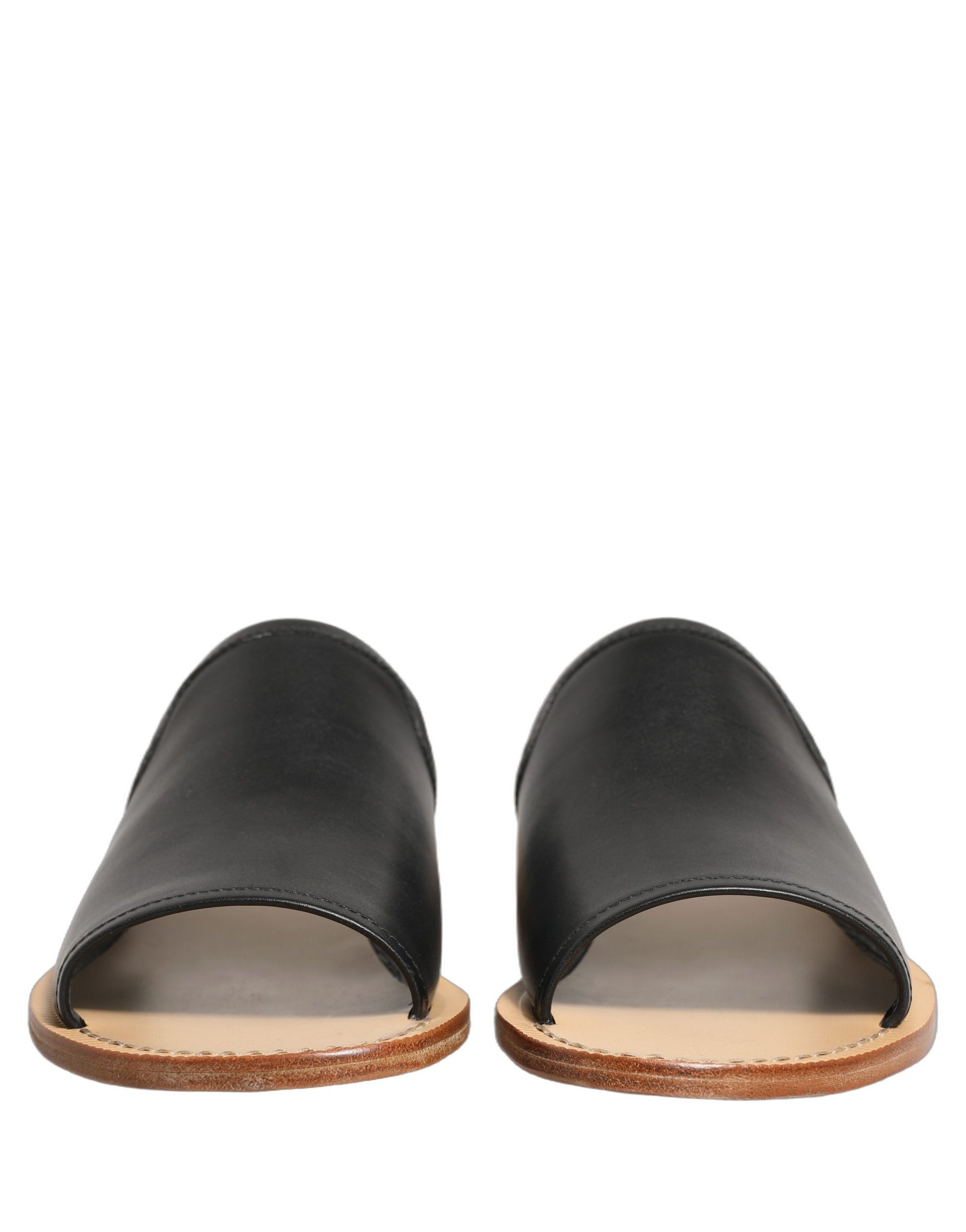 Dolce & Gabbana Brown Leather Slides Sandals Flats Men Shoes