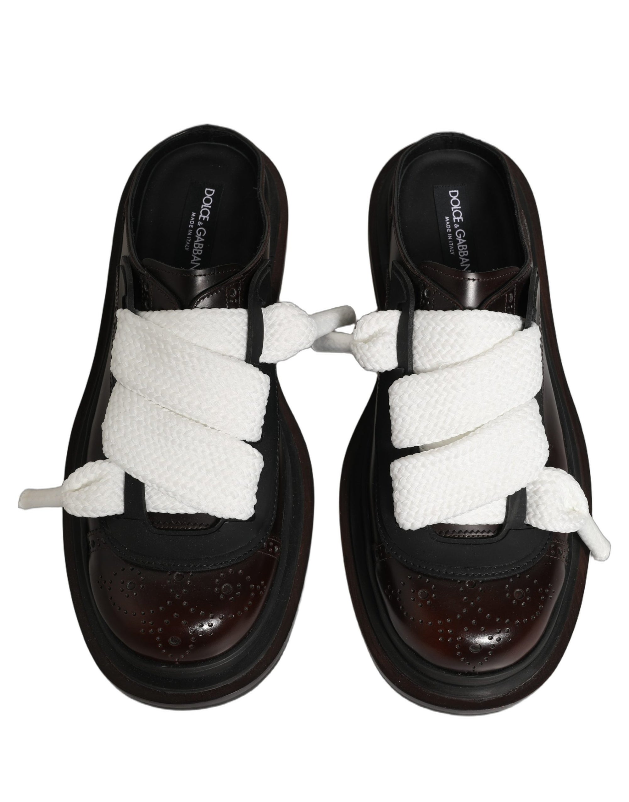 Dolce & Gabbana Brown Leather Slip On Flat Sandals Men Shoes