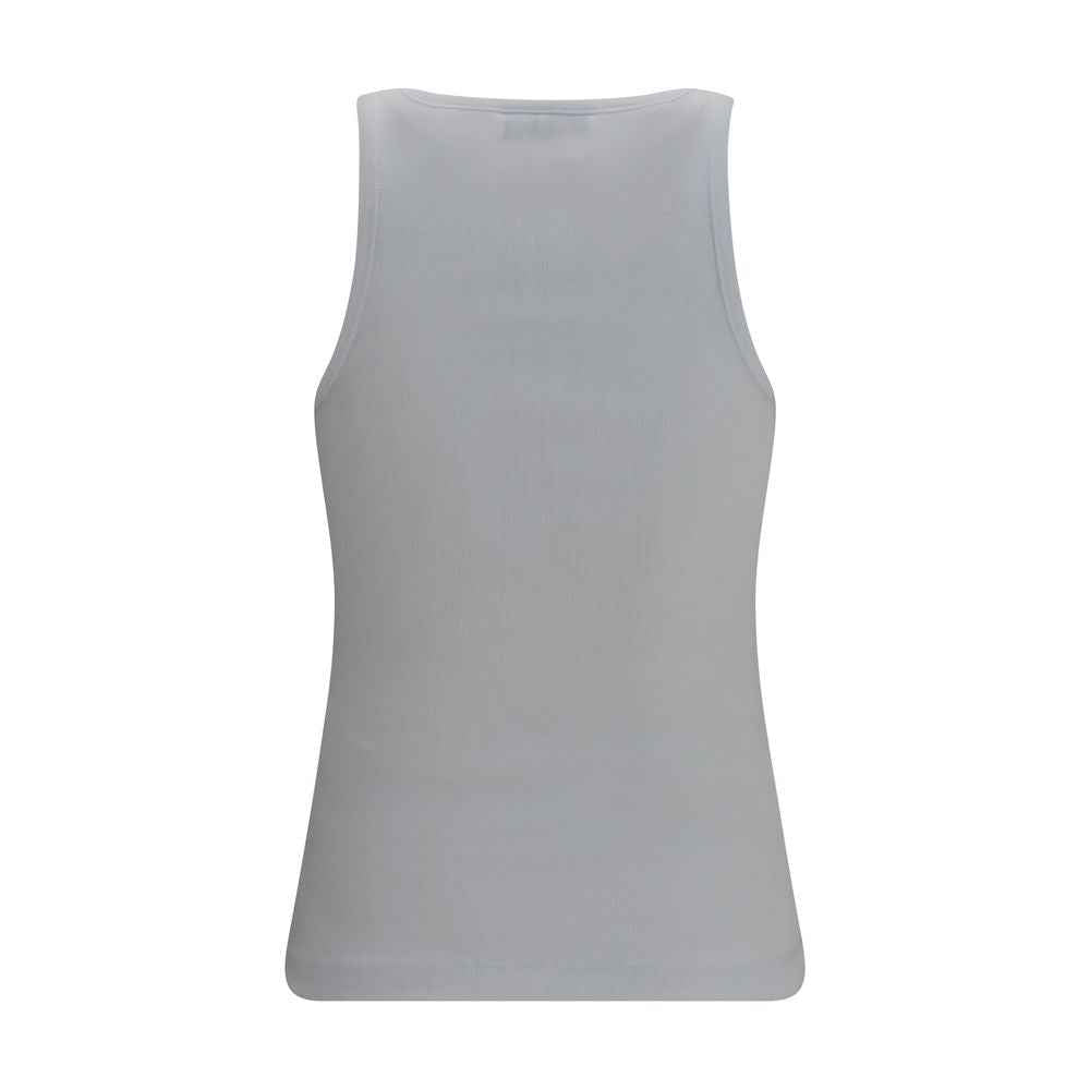 Ganni White Cotton Sleeveles T-Shirt
