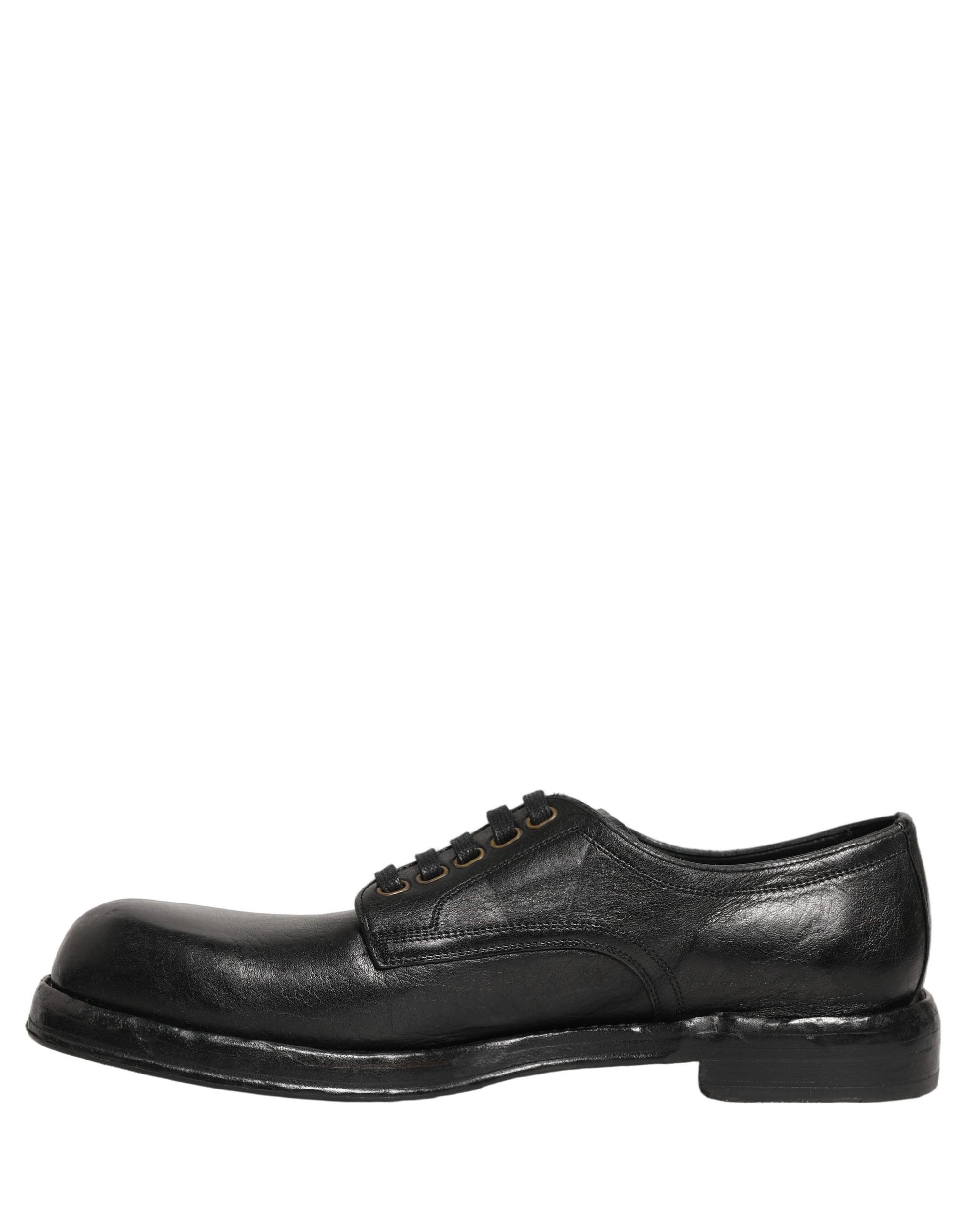 Dolce & Gabbana Black Leather Lace Up Derby Dress Men Shoes