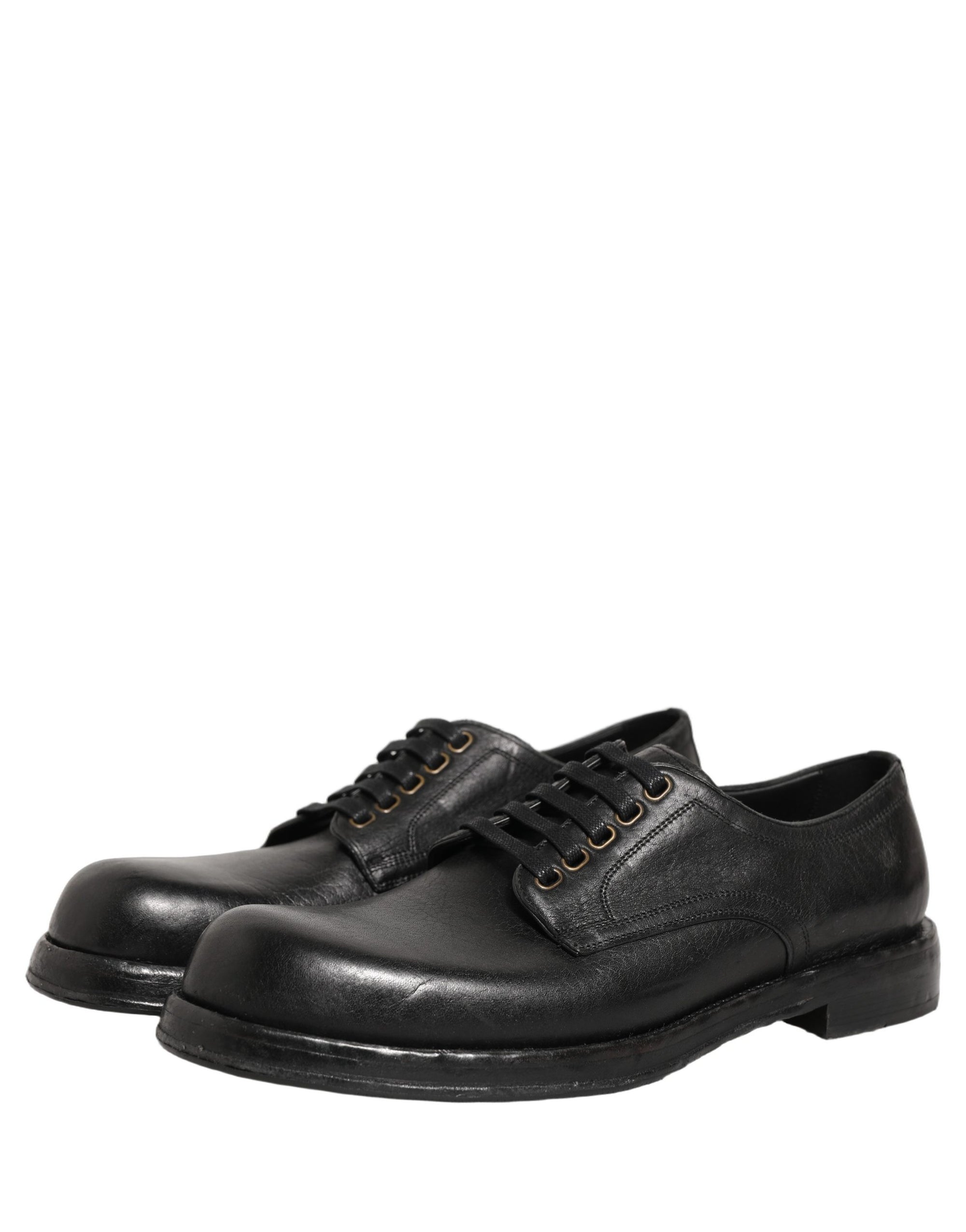 Dolce & Gabbana Black Leather Lace Up Derby Dress Men Shoes