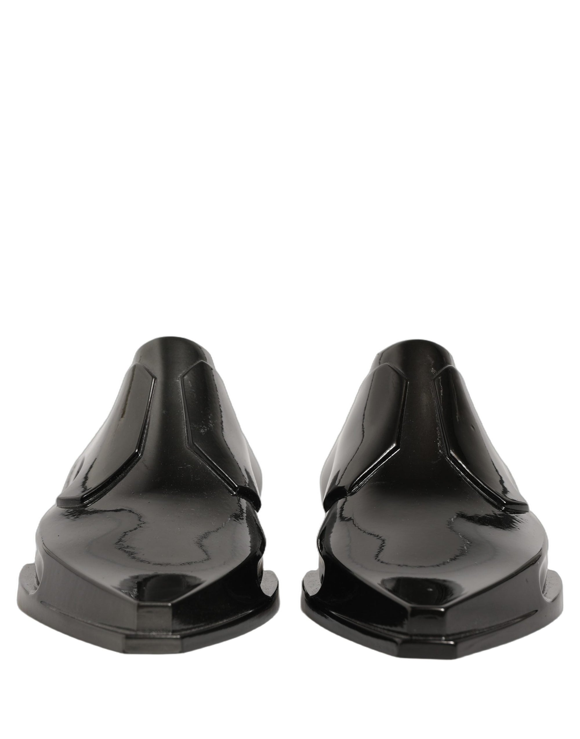 Dolce & Gabbana Dress Shiny Black Slip On Plastic Dress Shoes