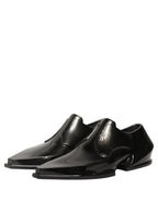 Dolce & Gabbana Dress Shiny Black Slip On Plastic Dress Shoes