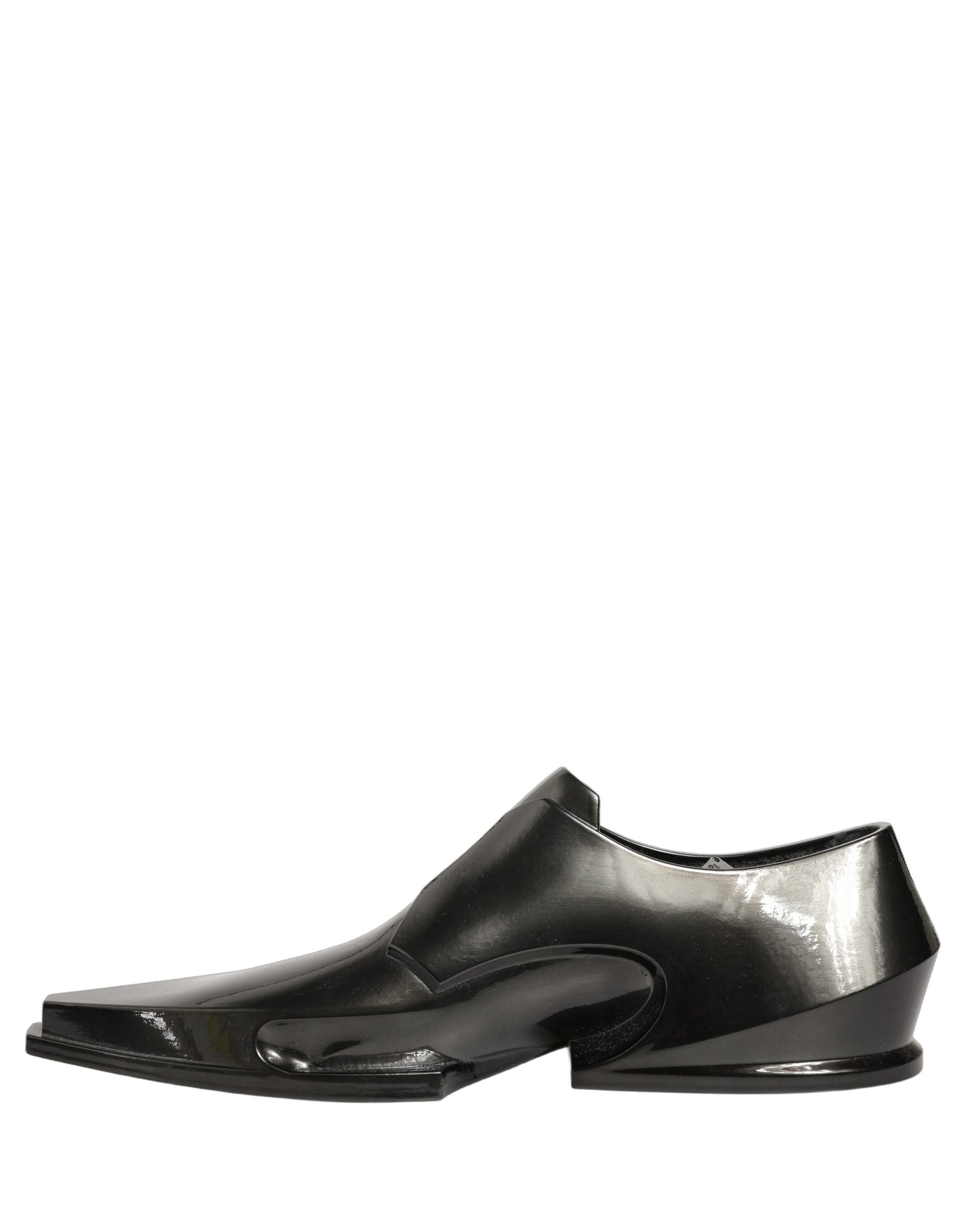 Dolce & Gabbana Dress Shiny Black Slip On Plastic Dress Shoes