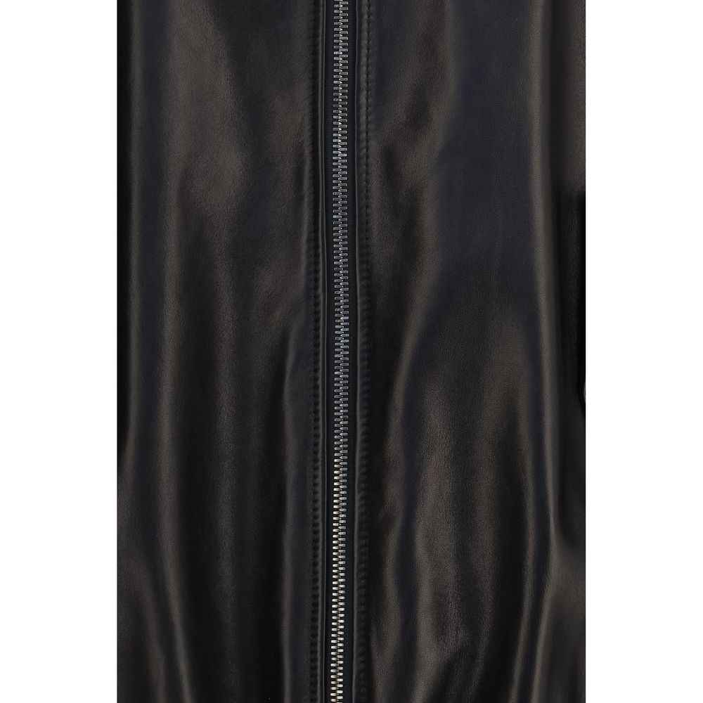 Brunello Cucinelli Black Lamb Ovis Aries Aries Leather Jacket
