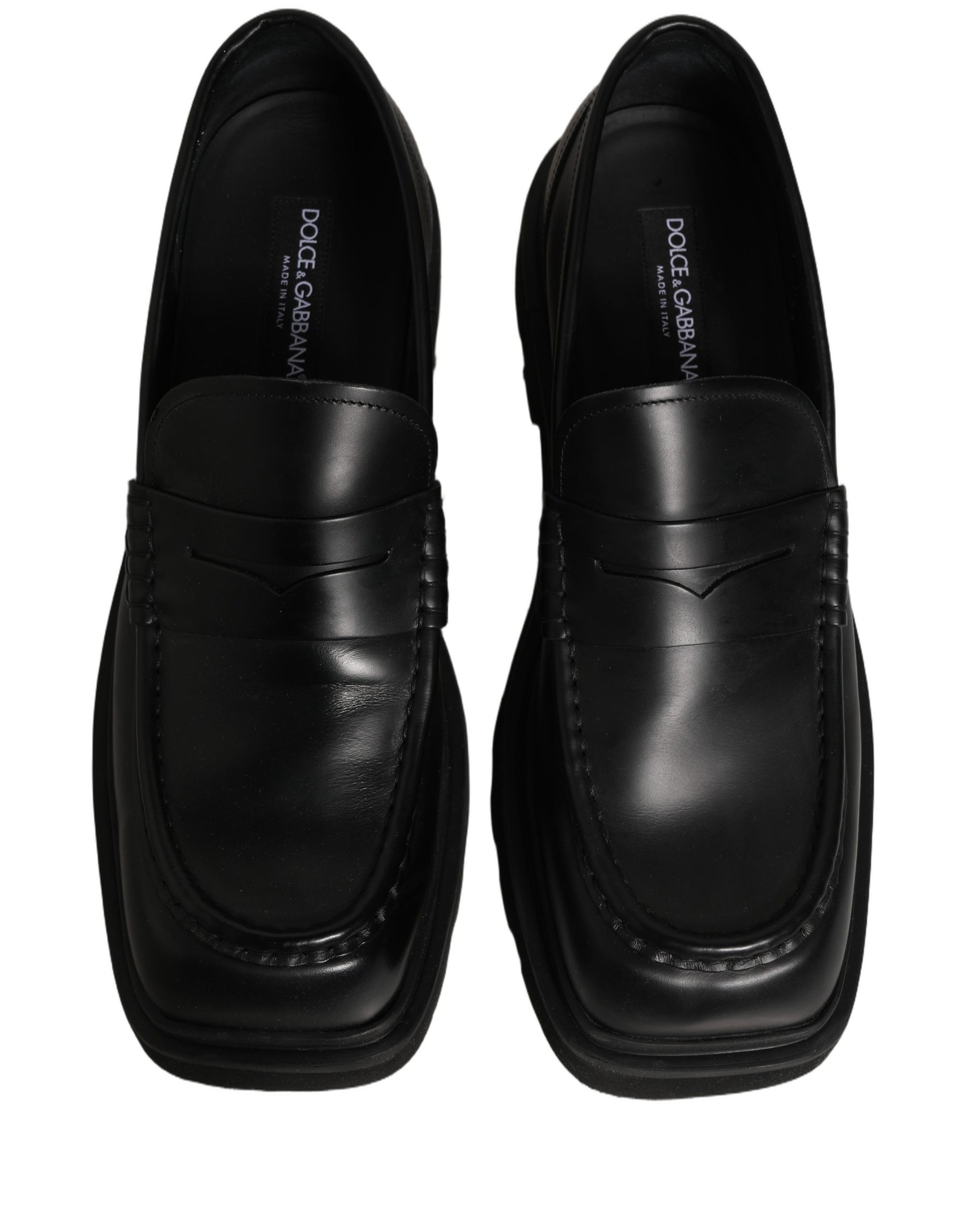 Dolce & Gabbana Black Calfskin Leather Men Dress Loafer Shoes