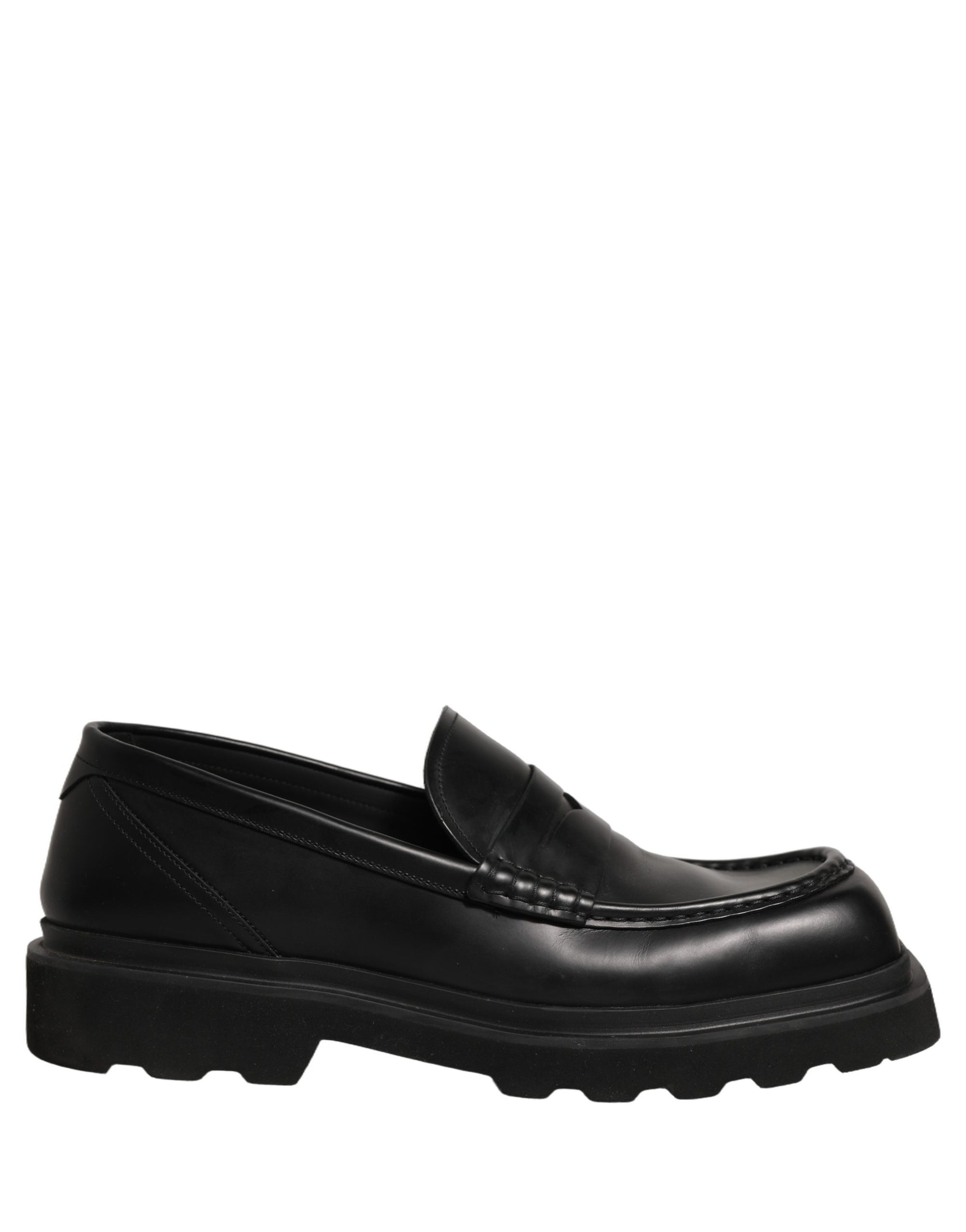 Dolce & Gabbana Black Calfskin Leather Men Dress Loafer Shoes