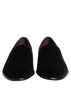 Dolce & Gabbana Black Velvet Loafers Formal Men Dress Shoes