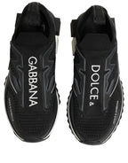 Dolce & Gabbana Black White Sorrento Slip-On Logo Sneakers Shoes