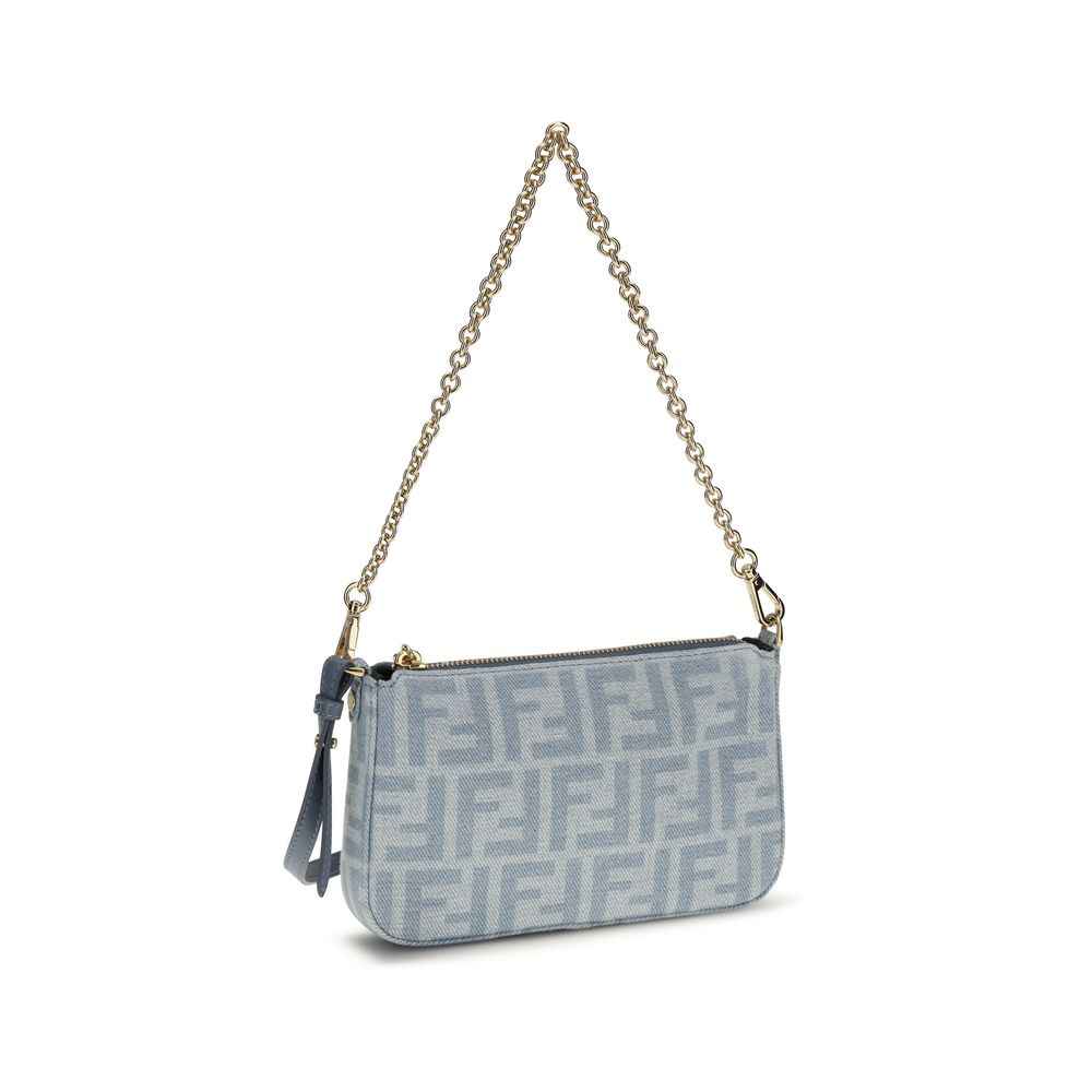 Fendi Blue Cotton Clutch Bag