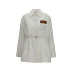 Fendi White Linen Full-Length Jacket