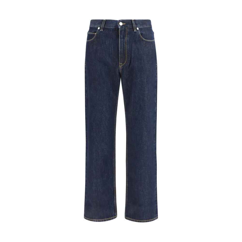 Fendi Blue Cotton Straight-Leg Jeans