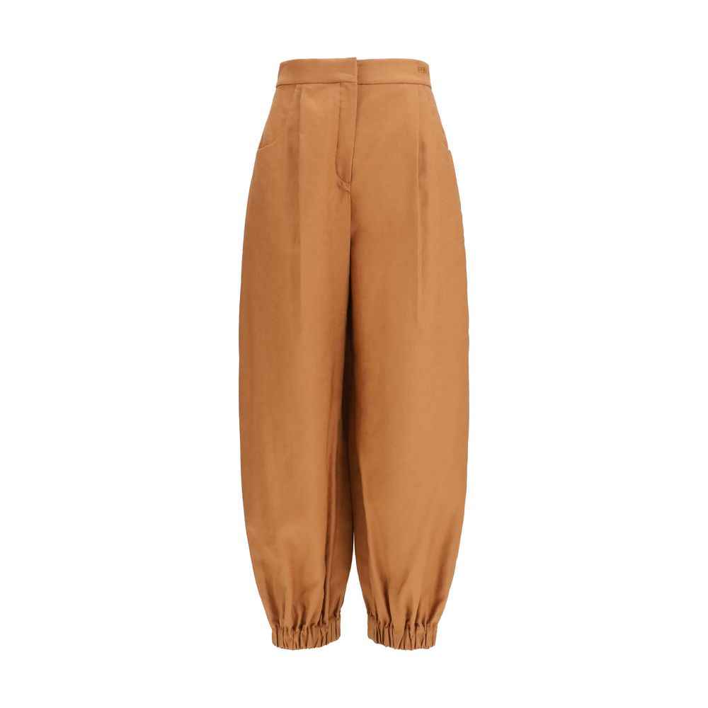 Fendi Brown Linen Casual Pants