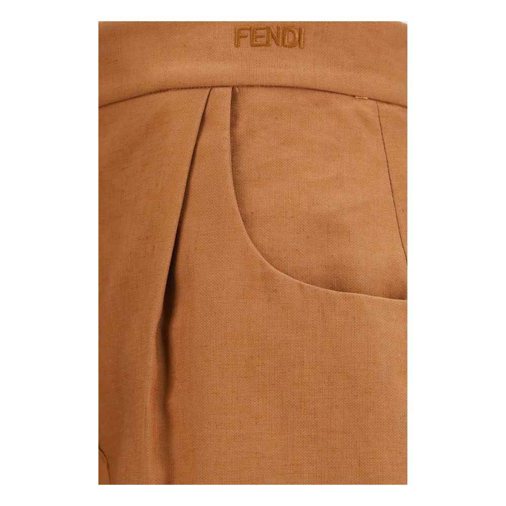 Fendi Brown Linen Casual Pants