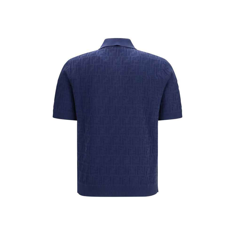 Fendi Blue Cotton Polo Shirt