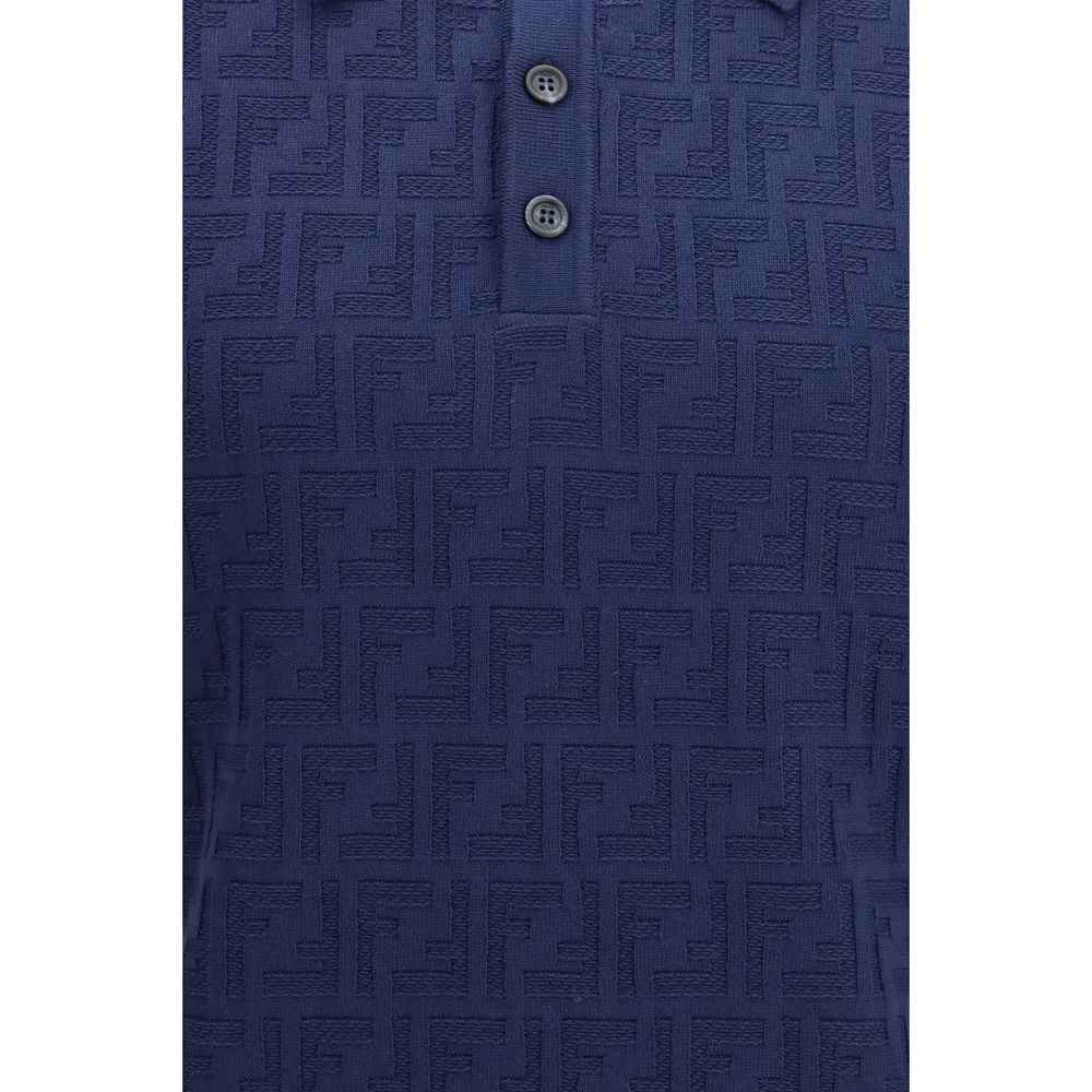 Fendi Blue Cotton Polo Shirt