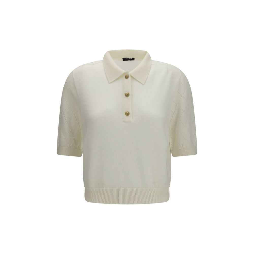 Balmain White Wool Oves Aries Polo Shirt